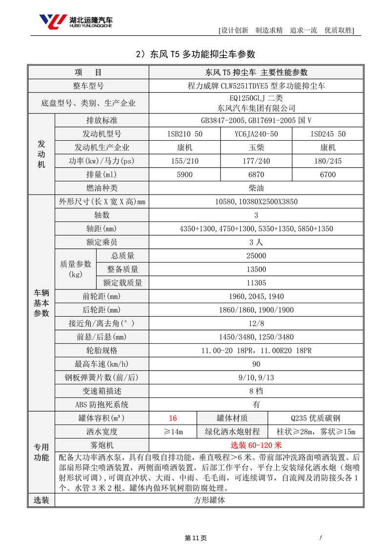 16噸東風T5多功能抑塵車資料（圓罐、60-120米霧炮）(圖5)