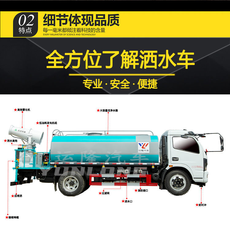 藍(lán)牌5方圓罐30米霧炮車，東風(fēng)小多利卡抑塵車(圖5)